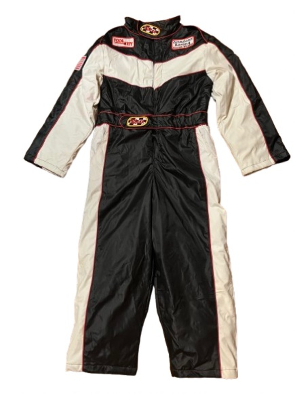 Little Racer Kids Black and White Racing Suit with Patch Details Size Large